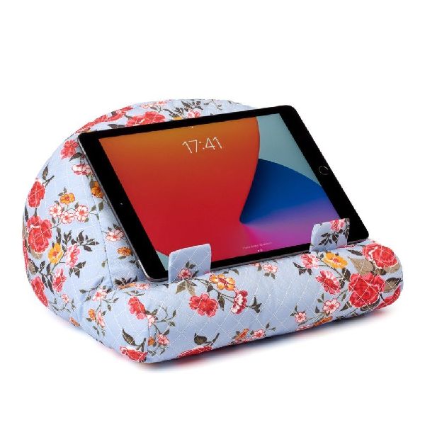 Bookcouch Roses - Blumenmotiv hellblau - Lesekissen für Bücher und Tablets - Buchständer - Tablethalter - Lesehillfe - Deutsche Ausgabe