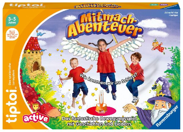 Ravensburger tiptoi ACTIVE Spiel 00130, Mitmach-Abenteuer, Bewegungsspiel ab 3 Jahren, mit Geschichten, schönen Liedern und lustigen Reimen