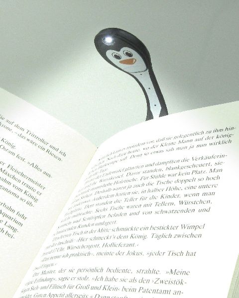 Flexilight Leselicht (Pinguin) | 2 in 1 Leselampe & Lesezeichen | Geschenk für Leser, Buchliebhaber | Deutsche Ausgabe
