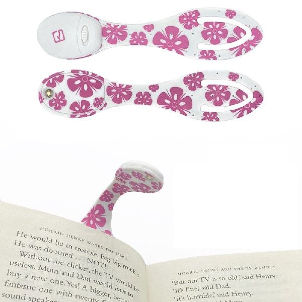 Flexilight Pink Flowers | 2 in 1 Leselampe & Lesezeichen | LED Leselicht | Geschenk für Leser, Buchliebhaber | Deutsche Ausgabe