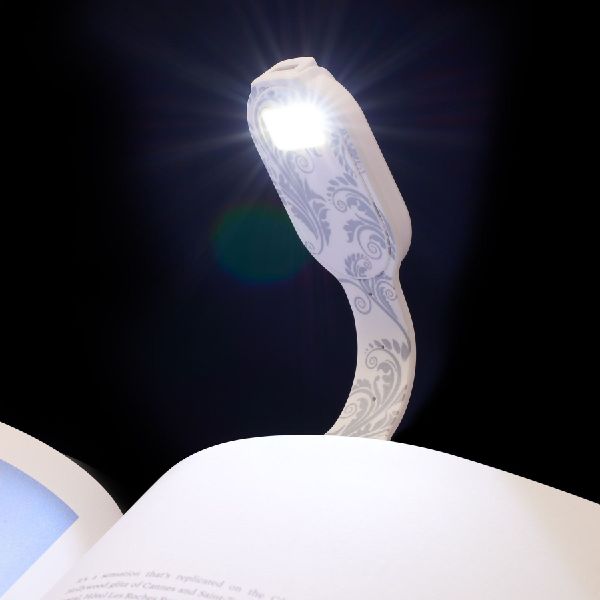 Flexilight RC (White Flowers) - wiederaufladbares Leselicht - 2 in 1 Leselampe & Lesezeichen - LED Leselicht - Geschenk für Leser, Buchliebhaber - Deutsche Ausgabe