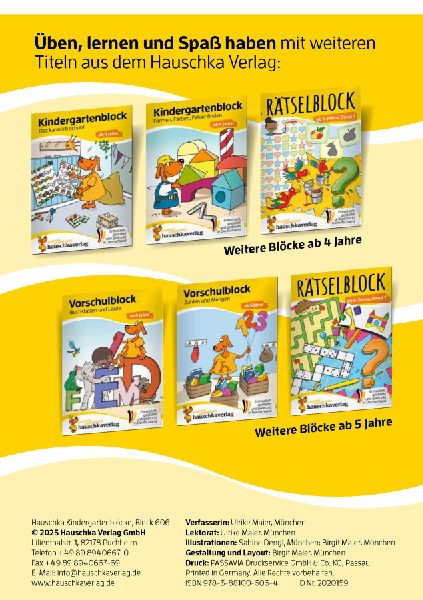 Kindergartenblock ab 4 Jahre - Rätsel-Spaß, Konzentration und Logik