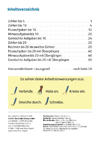 Mein Übungsheft Rechnen lernen 1. Klasse