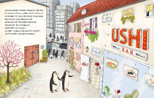Pinguine in der Sushi-Bar