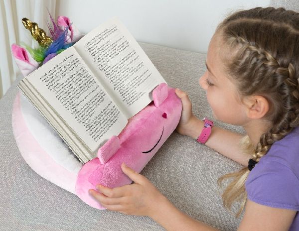 Bookmonster Einhorn | Lesekissen für Bücher und Tablets | Buchständer | Tablethalter | Lesehillfe | Deutsche Ausgabe