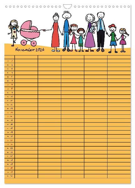 Fröhlicher Familienplaner (Wandkalender 2026 DIN A3 hoch), CALVENDO Monatskalender