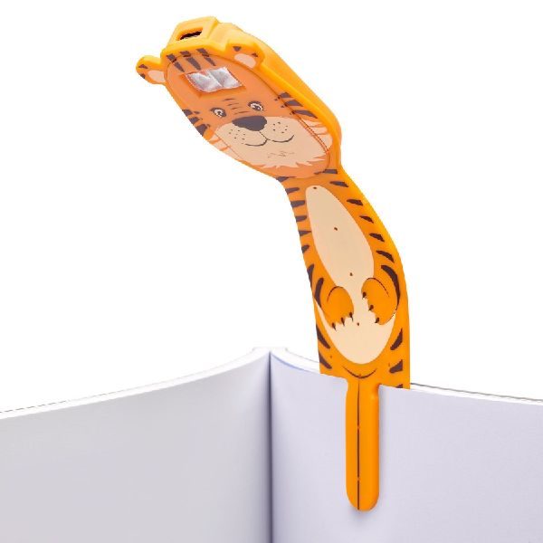 Flexilight Pals RC (Tiger) - wiederaufladbares Leselicht - 2 in 1 Leselampe & Lesezeichen - LED Leselicht - Geschenk für Leser, Buchliebhaber - Deutsche Ausgabe