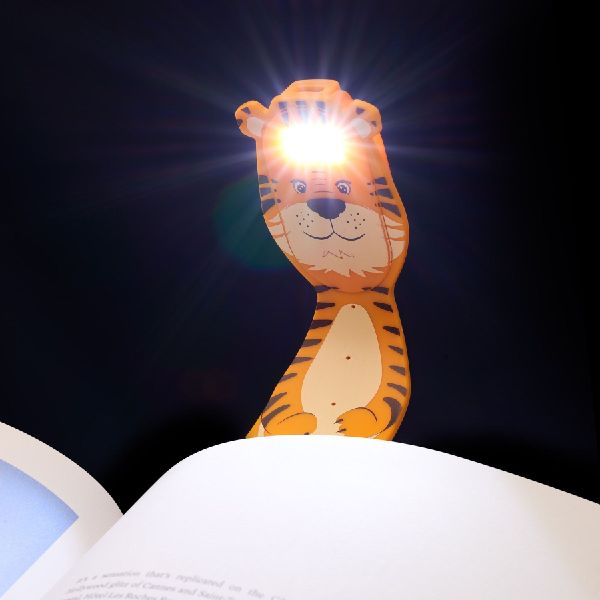 Flexilight Pals RC (Tiger) - wiederaufladbares Leselicht - 2 in 1 Leselampe & Lesezeichen - LED Leselicht - Geschenk für Leser, Buchliebhaber - Deutsche Ausgabe
