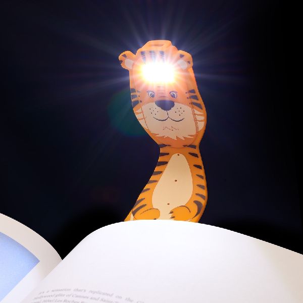 Flexilight Pals RC (Tiger) - wiederaufladbares Leselicht - 2 in 1 Leselampe & Lesezeichen - LED Leselicht - Geschenk für Leser, Buchliebhaber - Deutsche Ausgabe