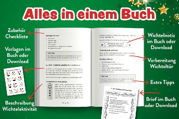 Das große Wichtelspaß Komplettset - Das Wichtel Buch: fertige Wichtelbriefe, lustige Streiche, kreative Bastelanleitungen & mehr: Einfach und schnell unvergessliche Kindheitserinnerungen schaffen