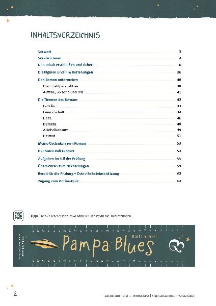 Pampa Blues - Rolf Lappert - Schülerarbeitsheft