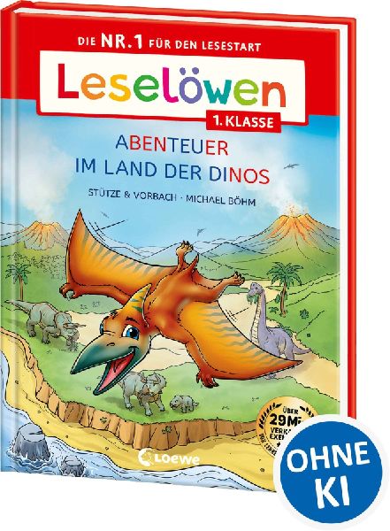Leselöwen 1. Klasse - Abenteuer im Land der Dinos (Großbuchstabenausgabe)