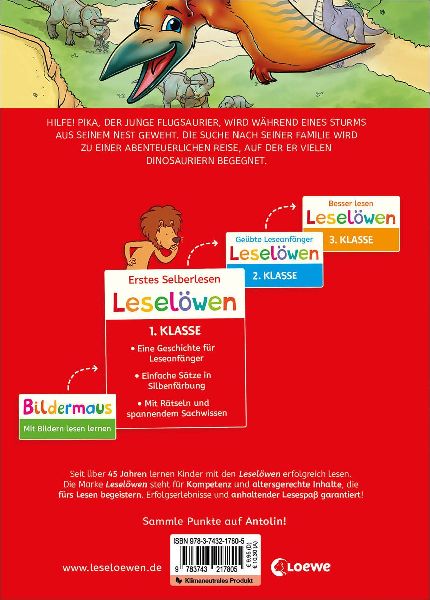 Leselöwen 1. Klasse - Abenteuer im Land der Dinos (Großbuchstabenausgabe)