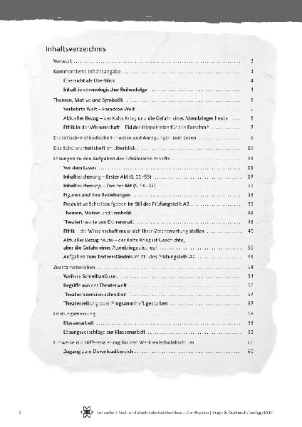 Die Physiker - Friedrich Dürrenmatt - Lehrerheft - Real- und Werkrealschule