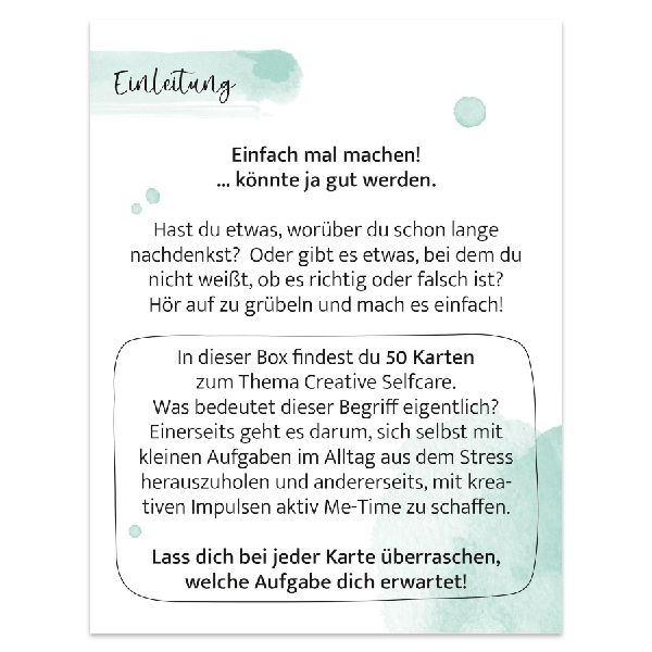 Meine kreative Selfcare-Box Das tu ich nur für mich! 50 achtsame & kreative Glücksmomente