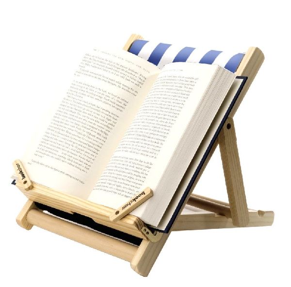Bookchair (Standard) | Blau-Weiß | Buchständer aus Holz | Leseständer | Für Bücher, E-Reader und Tablets | Lesehilfe | Tablethalter | freihändig Lesen | aktives Sitzen | ergonomisches Lesen | Geschenk für Leser & Buchliebhaber