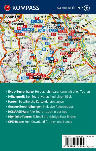 KOMPASS Wanderführer Eifel mit Mosel, Luxemburger Schweiz und Hohem Venn, 70 Touren mit Extra-Tourenkarte