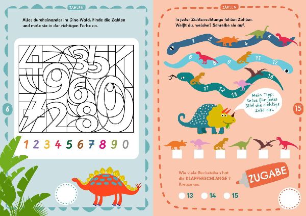 Rechenrätsel für mutige Kinder - Wilde Welt der Dinos - ab 6 Jahren