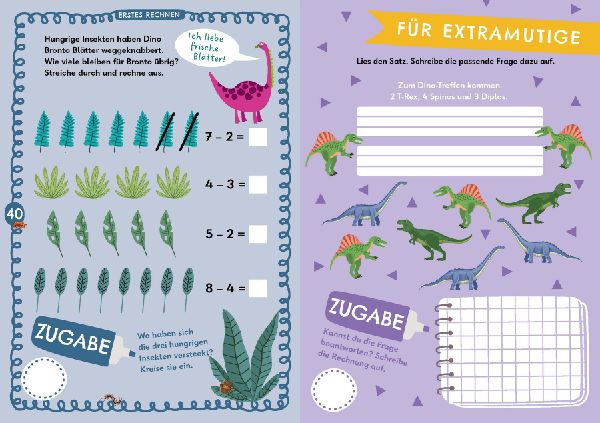 Rechenrätsel für mutige Kinder - Wilde Welt der Dinos - ab 6 Jahren