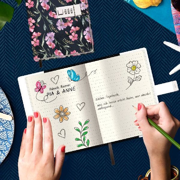 Trötsch Tagebuch mit Zahlenschloss Flowers