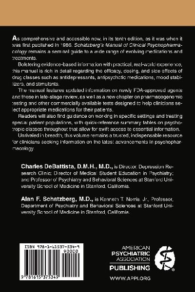 Schatzberg's Manual of Clinical Psychopharmacology