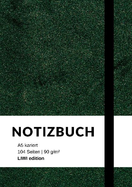 Notizbuch A5 kariert - 100 Seiten 90g/m² - Soft Cover grün -...