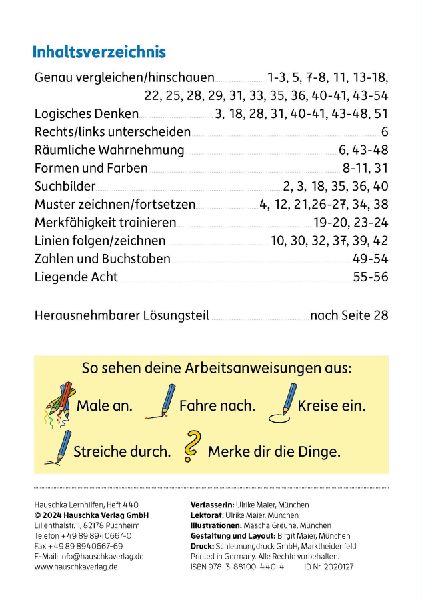 Mein Übungsheft Konzentration - Schulanfang: Wahrnehmung, logisches Denken