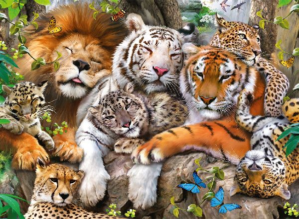 Schmusende Raubkatzen Puzzle 200 Teile