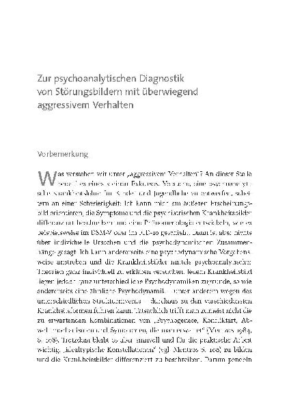 Aggression in psychodynamischen Therapien mit Kindern und Jugendlichen