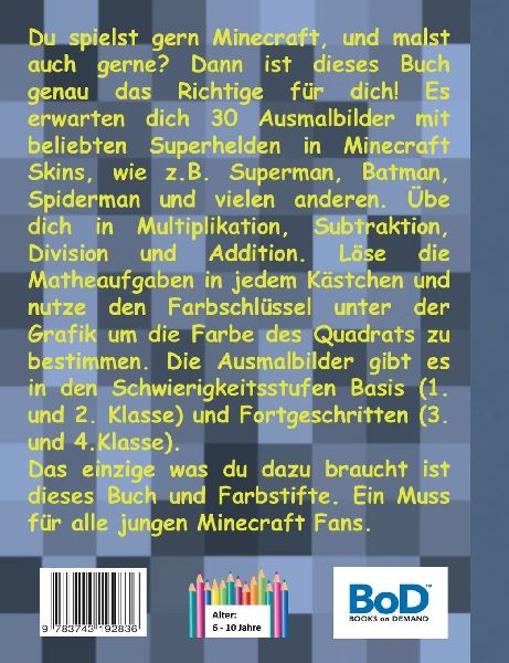 Funcraft - Das inoffizielle Mathe Ausmalbuch: Superhelden im Minecraft Skin (Superman Cover)