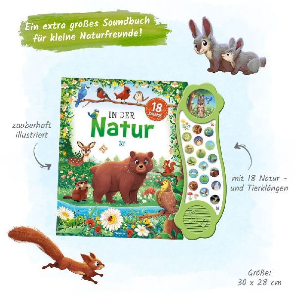 TRÖTSCH - Soundbuch "In der Natur" | Interaktives Soundbuch mit 18 realistischen Geräuschen aus der Natur, zauberhaften Illustrationen und eingängigen Reimen für die Kleinsten | Ab 18 Monaten