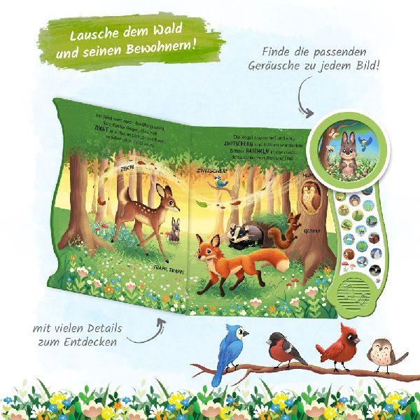 TRÖTSCH - Soundbuch "In der Natur" | Interaktives Soundbuch mit 18 realistischen Geräuschen aus der Natur, zauberhaften Illustrationen und eingängigen Reimen für die Kleinsten | Ab 18 Monaten