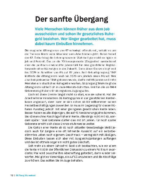Früher in Rente und Ruhestand