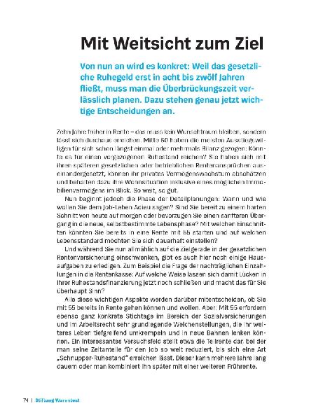 Früher in Rente und Ruhestand