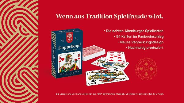 ASS Doppelkopf Leinen, französisches Bild in Faltschachtel