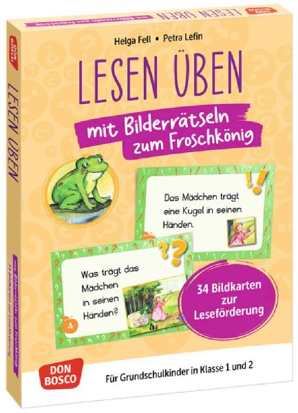Lesen üben mit Bilderrätseln zum Froschkönig. 34 Bildkarten...