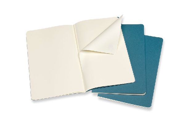 Moleskine Cahier Large/A5, 3er Set, Blanko, Lebhaftes Blau
