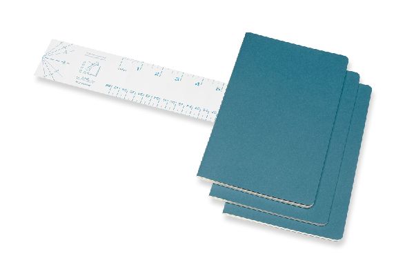 Moleskine Cahier Large/A5, 3er Set, Blanko, Lebhaftes Blau
