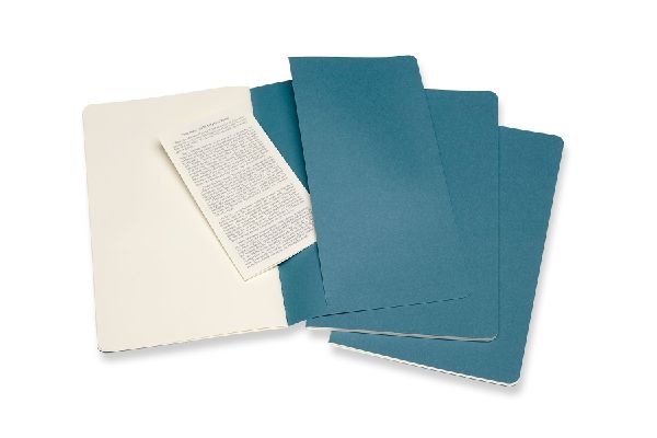 Moleskine Cahier Large/A5, 3er Set, Blanko, Lebhaftes Blau