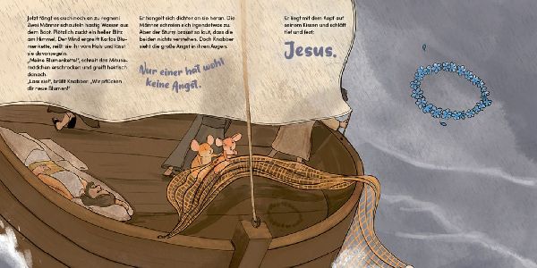 Zwei Mäuse mit Jesus im Sturm