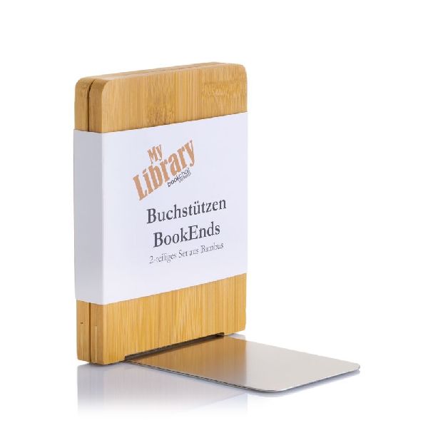 MyLibrary Buchstützen 2er Set | Holz & Edelstahl | Bookends
