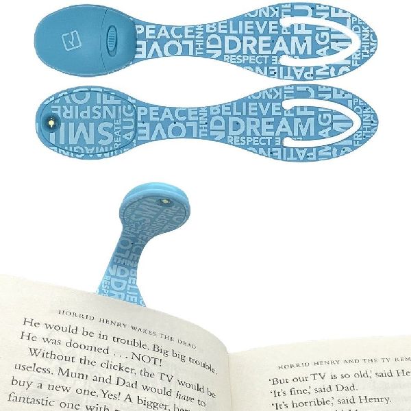 Flexilight Leselicht (Blue Words) | hellblau | 2 in 1 Leselampe & Lesezeichen | LED Leselicht | Geschenk für Leser, Buchliebhaber | Deutsche Ausgabe