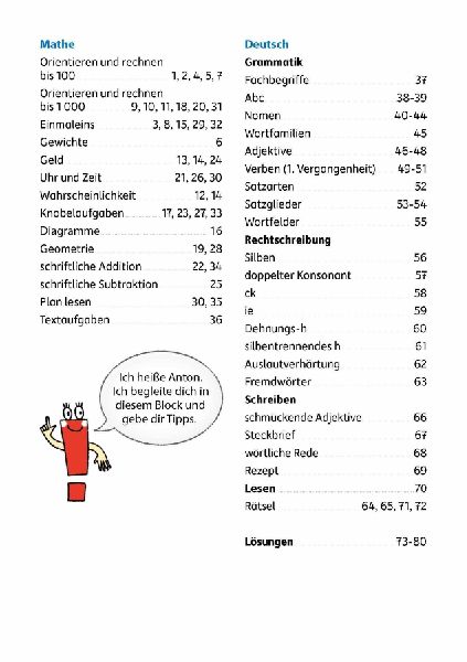 Quer durch die 3. Klasse, Mathe und Deutsch - Übungsblock