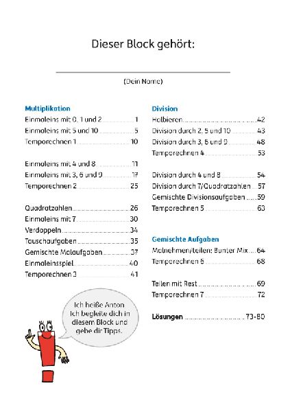 Quer durch die 2./3. Klasse, Das kleine Einmaleins - A5-Übungsblock