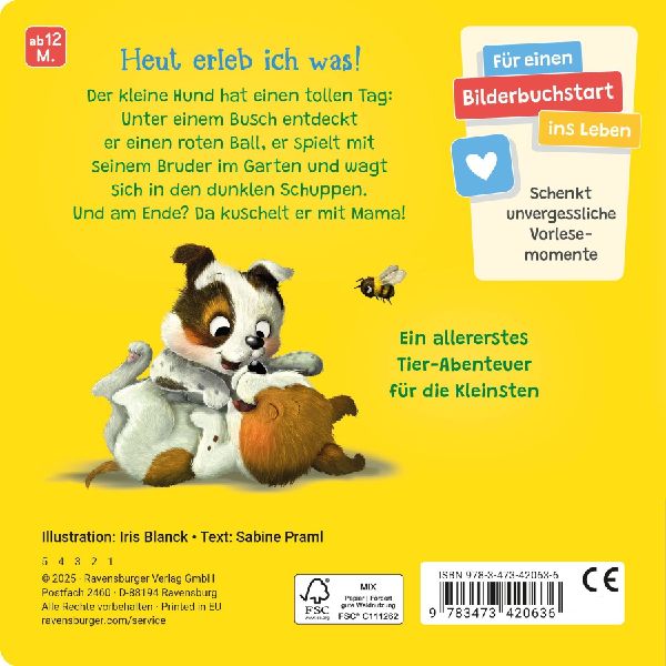 "Hallo, hier bin ich!", ruft der kleine Hund