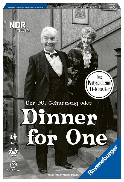 Ravensburger Partyspiel - 26835 - Der 90. Geburtstag oder Dinner for One - Gesellschaftsspiel für Erwachsene und Kinder ab 10 Jahren, Spiel zum Film-Klassiker, Perfekt für Weihnachten und Silvester