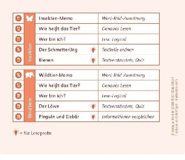 20 interaktive Leseübungen "Tiere", Klasse 2/3