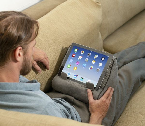 Bookcouch Grau | Lesekissen für Bücher und Tablets | Buchständer | Tablethalter | Lesehillfe | Deutsche Ausgabe