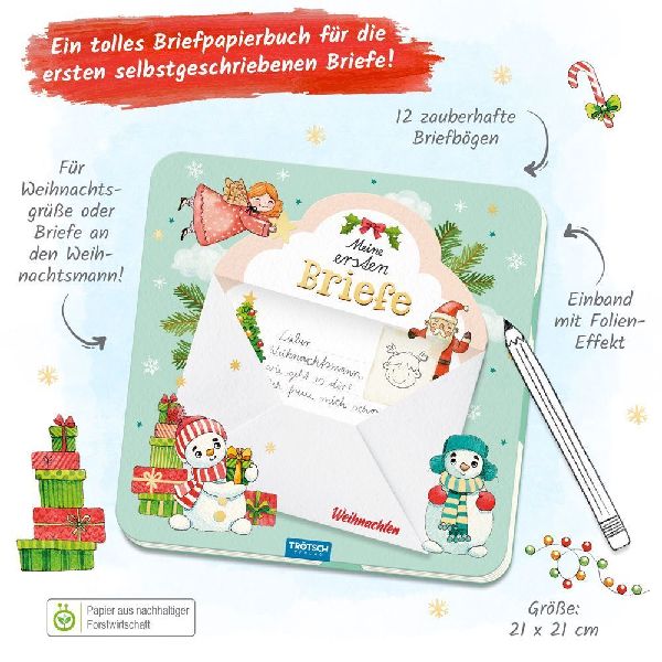 Trötsch Meine ersten Briefe Weihnachten Briefpapierbuch Wunschzettelbuch