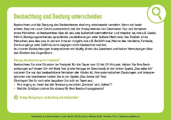 Beobachten und dokumentieren in der Kita
